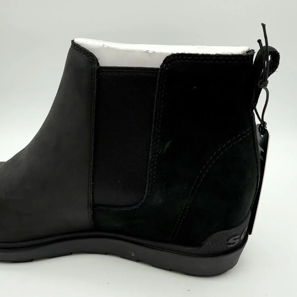 Sorel Womens Evie ll Chelsea Ankle Bootie US 11 EU 42 Black Suede Waterproof NIB